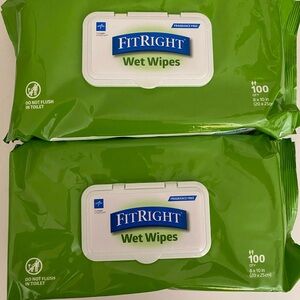 2 MedLine Fit Right Adult Wet Wipes Exp. 06/2027 (200 wipes)